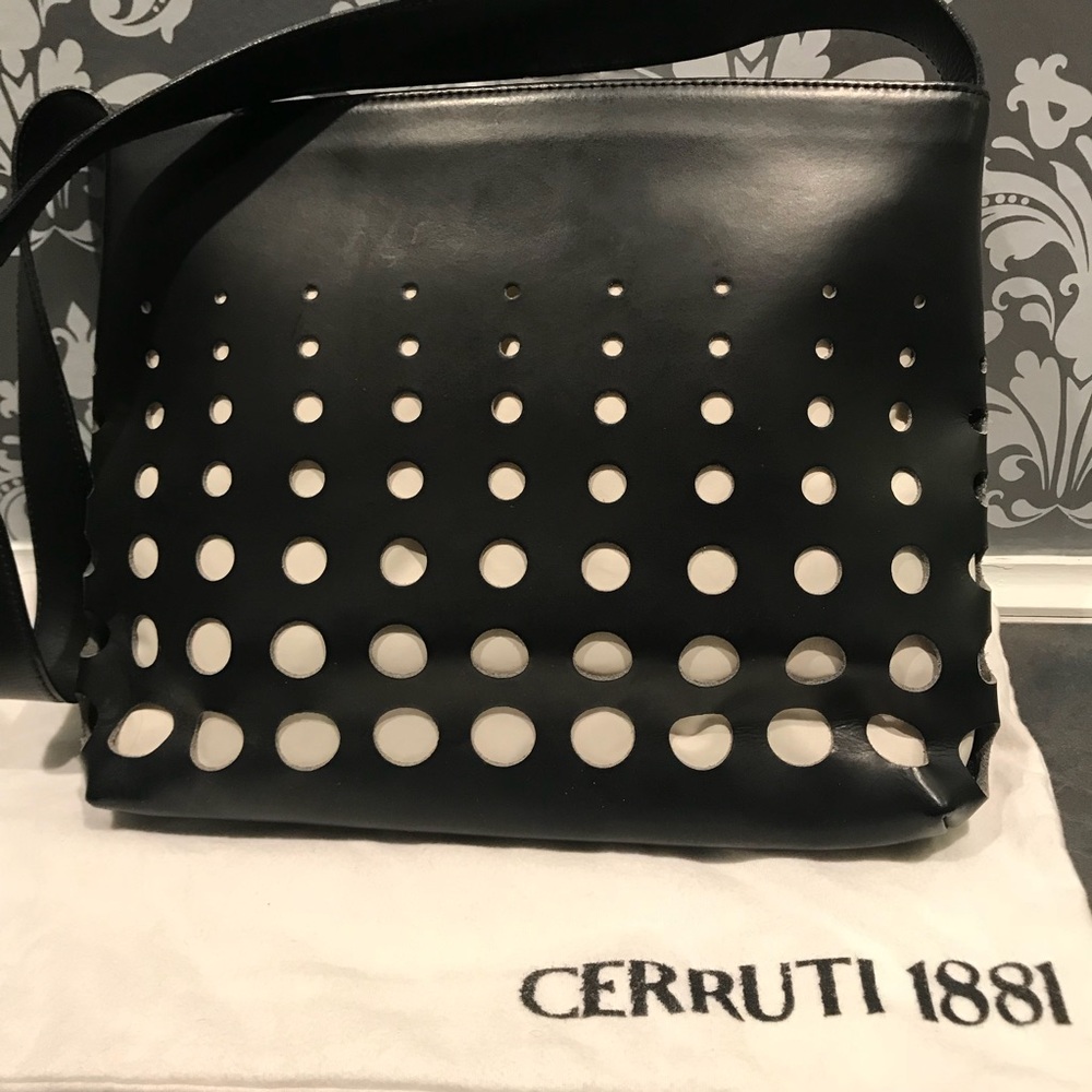 Rare Cerruti 1881 Leather Perforated Shoulder Bag